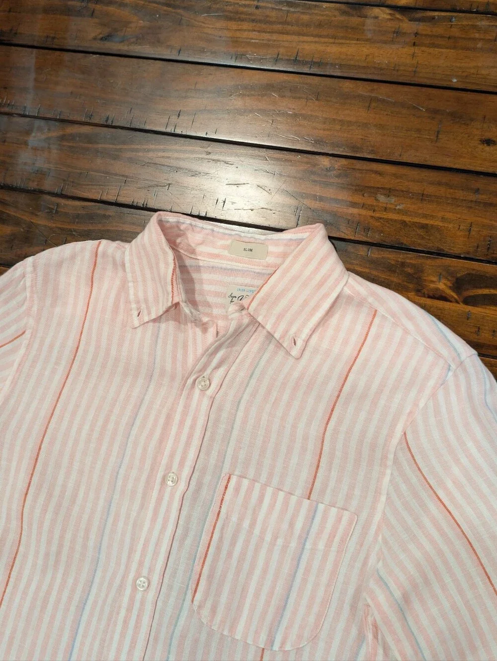 J. Crew Baird Mcnutt Irish Linen Button Down Long Sleeve Striped Slim Fit